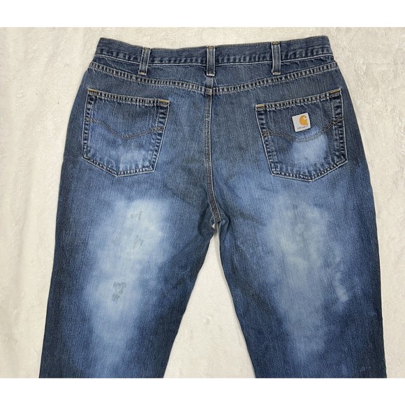 Mens Carhartt Relaxed Fit Jeans Medium Wash Blue Denim Size 40x30 101483-968 - Picture 12 of 13